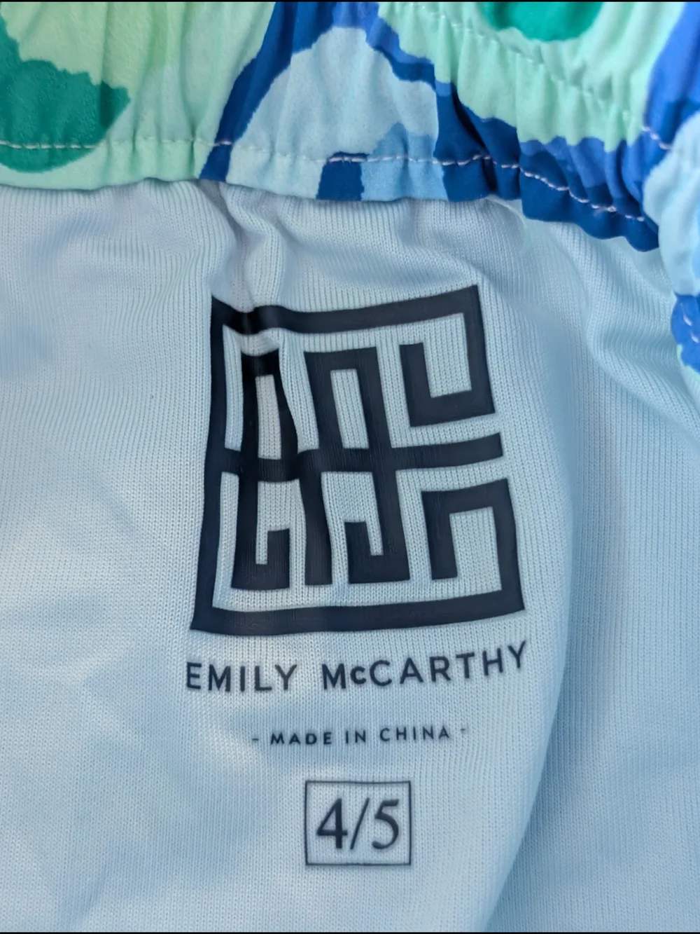 Emily McCarthy Blue Green Sea Glass Cheetah Print Boys Swim Trunks Shorts